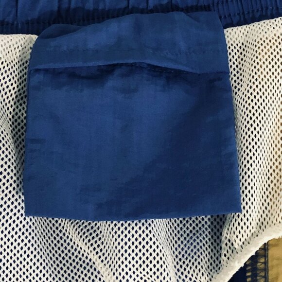 Swim Trunks Mens M Swimsuit Board Shorts Blue Elastic Waist Pockets - Picture 6 of 6